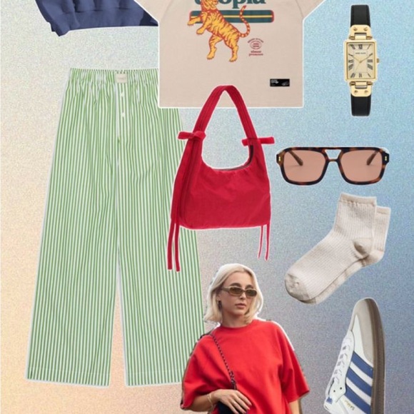 Viral! Comme Si La Boxer Alta, Cotton Poplin Green Martini Stripe Sold Out - Picture 6 of 6